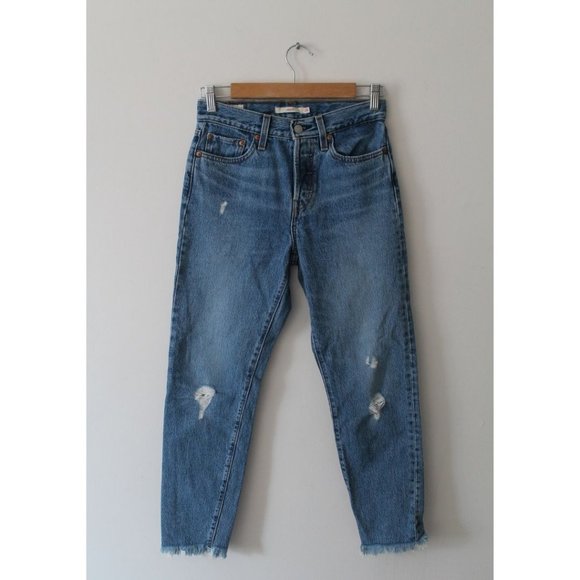 Levi's Wedgie Icon Fit Jeans Truth Unfolds Size 25 Light Fading Frayed - Picture 4 of 11
